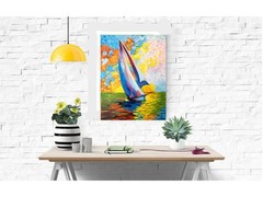 Sailboat Original Oil Painting Artwork Seascape Painting Coastal Beach Artwork