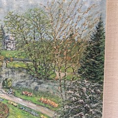 VINTAGE IMPRESSIONIST PAINTING LANDSCAPE CASTLE SIGNED MYSTERY 1950’S PAINTERLY