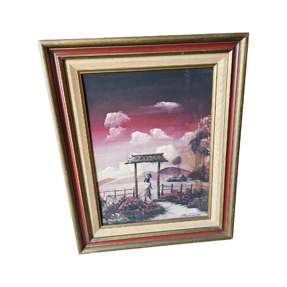 Vintage H. Dominguez Santo Domingo Dominican Republic Village Woman Oil Painting