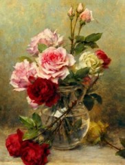 MQ294 Stretched Canvas Frame / Unframed Handmade Rose Flowers Oil Painting