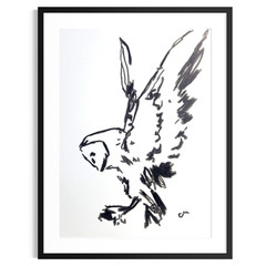 Original Abstract Expressionism Owl Art 9X12 Modern Handmade Signed