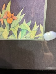 Angell Signed Watercolor Painting of Mountain Landscape with Wildflowers