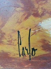 Carlo of Hollywood MCM Mortally Wounded Bull Oil Painting 50×40 Excellent!