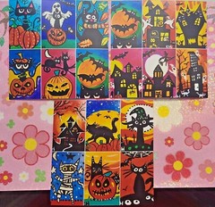 NEW NOT ACEO 3 MATTE 4X4 PHOTO PRINT „HALLOWEEN CATS“ 2000-now
