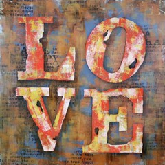 Hand Made 3 Dimensional Love Painting Wall Mount Sculpture Figurine Artwork DEAL