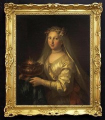 Handmade Old Master-Art Antique Oil Painting Portrait lady girl on canvas