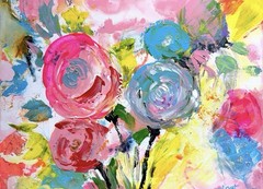 Flowers Garden 16×12 Canvas Original Artwork Modern Fine Art Expressionism