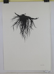 Signed Large Drawing Cristina Bullio Female Portrait Black Hair c5 50×70 cm
