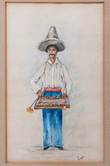 Mexican / Texas Candy Vendor c.1900 – Watercolor Painting signed L.M.P.