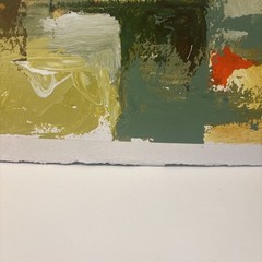 Arcylic Oil? Matte PAINTING Greens Yellow ABSTRACT MID CENTURY 22”x15