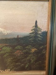 50’s Washington DC artist LOCKE WALLACE oil PAINTING “Landscape” Folk Art