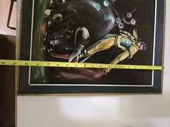 Vintage Matador Bull Fighting Black Velvet Painting Framed 18.5″x15″
