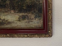 Antique 1905 Austrian School Oil Painting Forest Landscape AB Monogram