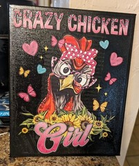 Crazy Chicken Lady Handmade Canvas Farm Gifts Home Decor