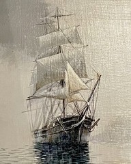 Ben Neill (1914- 2001) Original Oil Painting Clipper Ship “ Out of the Fog”.