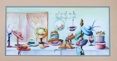 Vintage Collection Of Hats Watercolor Painting Signed J Savage Framed