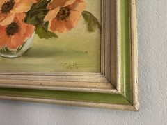 Still Life Flowers Original Art Painting On Canvas Signed Colette 30” x 26”