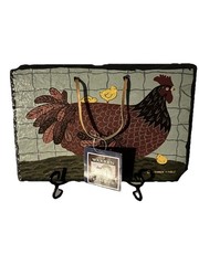 Handmade Warren Kimble Vintage Chicken Painting Slate Farm Traditional Folk Art