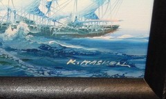 K.MASKELL SAILING SHIP ORIGINAL OIL ON BOARD PAINTING