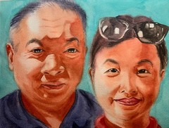 Custom portrait commission original watercolor painting wedding Christmas gift