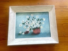 Vintage Oil Painting Daisies Terracotta Pot Signed Ruth Boone Framed Art