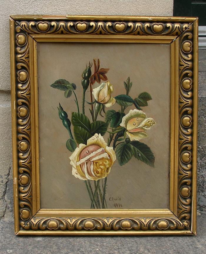 Raindrops On Golden Roses. Signed and dated 1914.