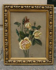 Raindrops On Golden Roses. Signed and dated 1914.