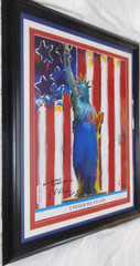 PETER MAX SIGNED UNITED WE STAND ACRYLIC ON LITHOGRAPH MIXED MEDIA PAINTING 2001