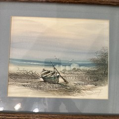 Water Color Painting Signed Matted And framed – Original Waterfront NICE