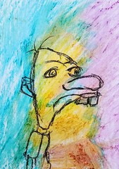 Painting Portrait – Abstract Modern Art – Oil Chalk A4 Paper – Modern Art