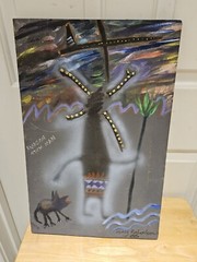 Vintage 1985 CRAIG ROBERTSON „Amazon Stick Man“ 3D Oil Painting on Canvas 20×13