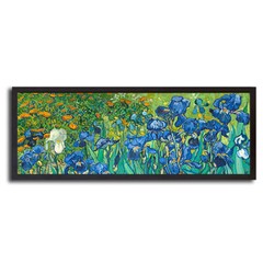 Black Framed Irises (Det.) by Van Gogh Canvas Giclee Art (11 in x 27 in Framed)