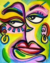 KTC 11×14 Modern Abstract Face Expressionism Acrylic Art Original Painting