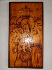 Virgin Mary Child Jesus Christ Vtg Wood Block Picture Our Lady Religion Painting
