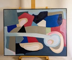 Vintage Modernist Biomorphic Painting Abstract Expressionism Hartford CT Folk