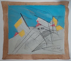 Lyonel Feininger Signed Bauhaus Oil Painting on Canvas – German Modern Art