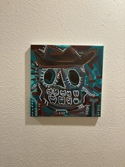 Abstract Skeleton Original Canvas Painting Signed by Artist Size 12×12 Inches