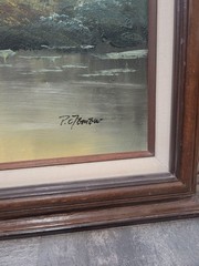 Vintage Signed Original Oil Canvas Painting Pastoral Framed PC Tomtow 24×36″