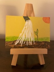 Garden Hose ACEO on cardstock (2 1/2″x3 1/2″) original art mixed media.