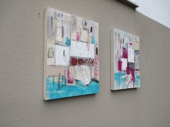 Acrylic picture city 2 Venice Italy 50x40x3cm studio Düsseldorf mixed media painting