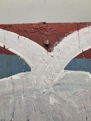 Original Mose Tolliver T White Baby Bird Blue Folk Art Can Tab 12.25″ X 11.75″