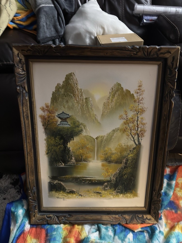 Vintage Original Oil Painting Signed By SUH JIN HEE Fall Autumn Landscape Framed
