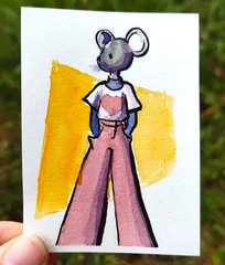 ACEO: Original Watercolor Painting (6.4 x 8.9 cm) the mouse 5/6 by Lenahui