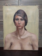 Morton Roberts Oil On Canvas Portrait Of A Woman – Ruth Reininghaus Academy 1960