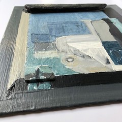 Study of STILL LIFE WITH BOTTLES by Amedee Ozenfant – Grey Blue Collage Painting