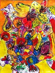 ORIGINAL FLOWERS ART ABSTRACT FLOWERS PAINTING MODERN ART HOME DECOR 12″ #A230