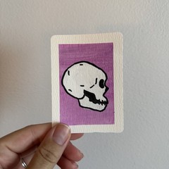 ACEO Original Acrylic Painting Colorful Skull Skeleton Bones | Little Bones #3/3