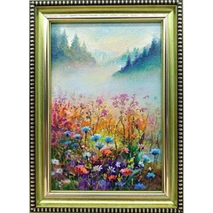 Meadow Flowers Original Oil Painting 4×6 Framed Signed Wildflower Landscape Art