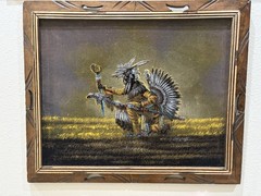 Black Velvet Painting Of Native American Indian Artist Ernesto Sanchez Framed