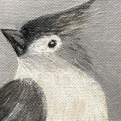 Tufted Titmouse Oil Painting Original 8×10 Canvas Boar Bird Art Signed